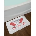 thumbnail image 2 of Keep Calm Bath Mat, Christmas Fun Theme with Snowfall Seasonal Gloves Ho Ho Ho Santa Print, Plush Bathroom Decor Mat with Non Slip Backing, 29.5" X 17.5", Pale Grey Dark Coral, by Ambesonne, 2 of 2