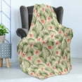 thumbnail image 4 of Leaf Soft Flannel Fleece Blanket, Hawaiian Aloha Nature Pattern with Rainforest Elements Palm Branches Hibiscus, Cozy Plush for Indoor and Outdoor Use, 50" x 60", Peach Salmon Green, by Ambesonne, 4 of 5