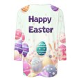 thumbnail image 5 of Feancey Easter Tops Women 3/4 Sleeve Cute Rabbit Print T Shirts Loose Fit Trendy Eggs Graphic Tee Dressy Casual Round Neck Party Blouse Limited Time Sales Today Purple M, 5 of 6