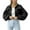 Black, variant on Lindreshi Shackets for Women with Pockets Fashion Women Comfortable Casual Put Together Button Bishop Sleeve Mock Pocket Solid Color Turndown Callor Long Sleeve Blouse Outwear