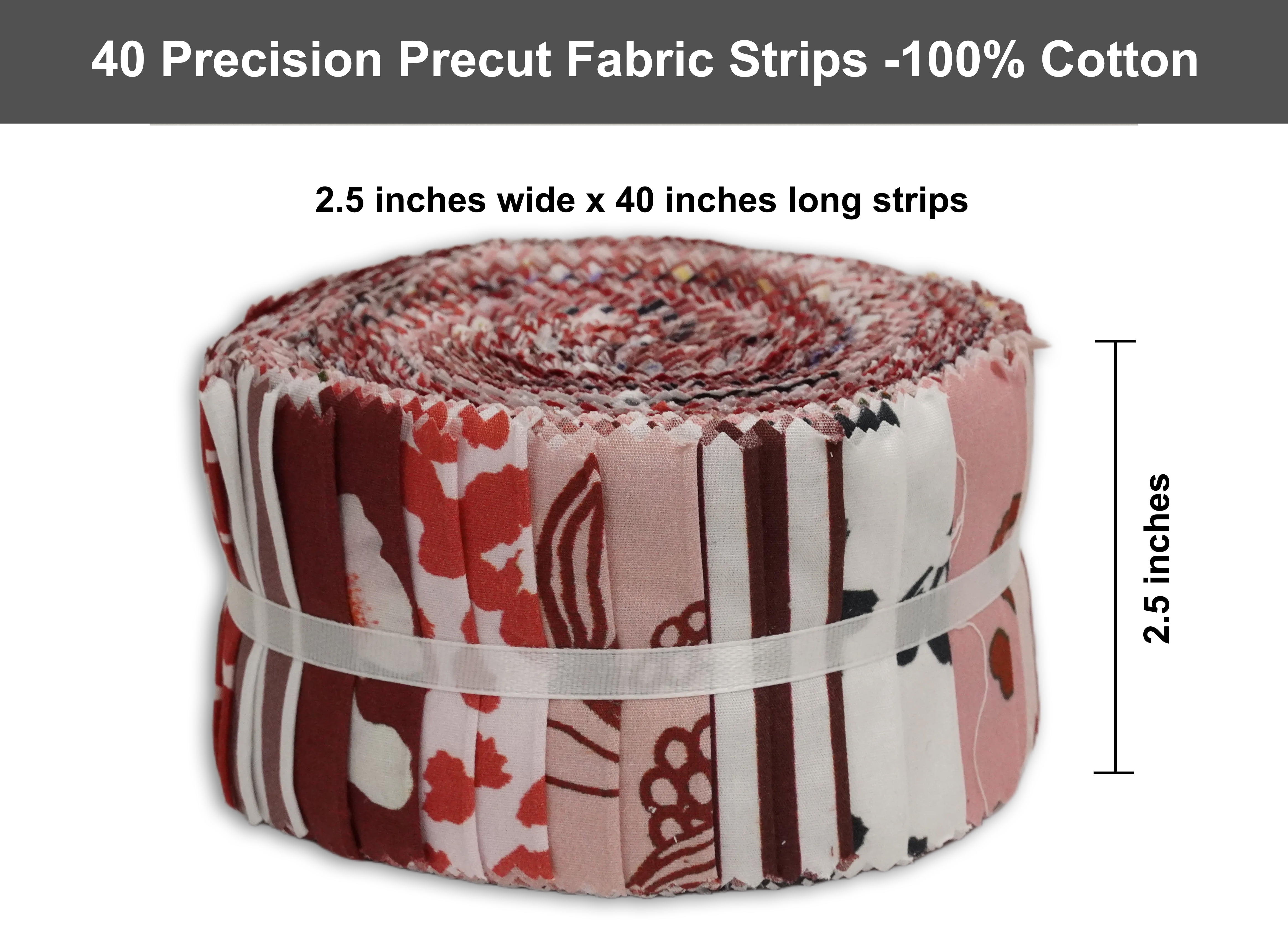 Soimoi 40Pcs Florals Print Cotton Precut Fabrics for Quilting Craft Strips 2.5 x 42 inches Jelly Roll