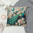thumbnail image 2 of GOSMITH  Blue Peacock Throw Pillow Covers, Peacock Pillow Cover, Throw Peacock Print Pillowcases Decorative Outdoor Square Pillow Cases for Couch Sofa Patio Décor, 2 of 5
