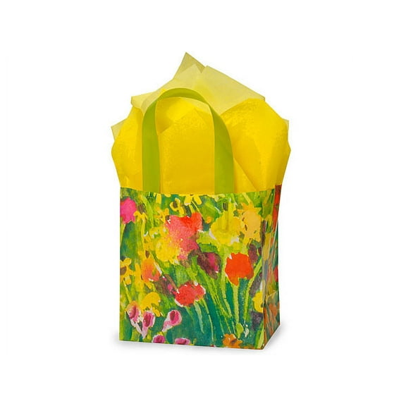 Pack Of 100, Jr. Cub Watercolor Garden Plastic 3 Mil Bags 6.5 X 3.5 X 6.5" For Gift Packaging