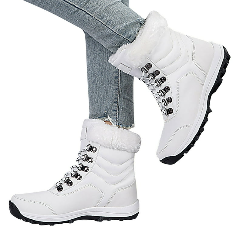 Gyexs Hiking Boots Women Waterproof Winter Snow Boots Outdoor Wear Walking  Work Botas De Nieve Para Mujer White Size