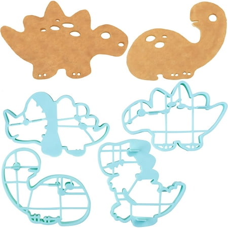 

Dinosaur Pancake and Egg Molds - 4 Pack Reusable Silicone Pan Cake Non Stick Shaper Cooking Rings FDA Food Grade Dishwasher Safe Fun Jurassic Dino Breakfast for Kids DIY Accessory Kitchen Tool