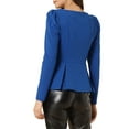 thumbnail image 3 of INSPIRE CHIC Women's Square Neck Buttons Front Peplum Top Knit Long Sleeve Blouse, 3 of 5