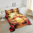 thumbnail image 3 of Erosebridal Couple Flamingo Bedding Full Comforter Set, Romantic Animals Down Comforter, Sunset Beach Decor, Ultra Soft 3pcs, 3 of 8