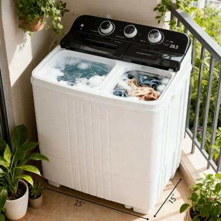Compact Twin Tub Washing Machine - Portable Washer with Spin Dryer for Small Spaces
