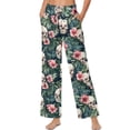 thumbnail image 3 of Psesaysky Womens Yoga Sweatpants Wide Leg High Waisted Lounge Pajamas Pants Comfy Tropical Loose Pants with Pockets (Skull Palm Leaves Print), Size S, 3 of 7
