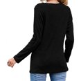 thumbnail image 2 of Camisa de manga larga para mujer con estampado navideño de copa de vino tinto, botones irregulares, cuello redondo, manga larga, color negro XXL, 2 of 4