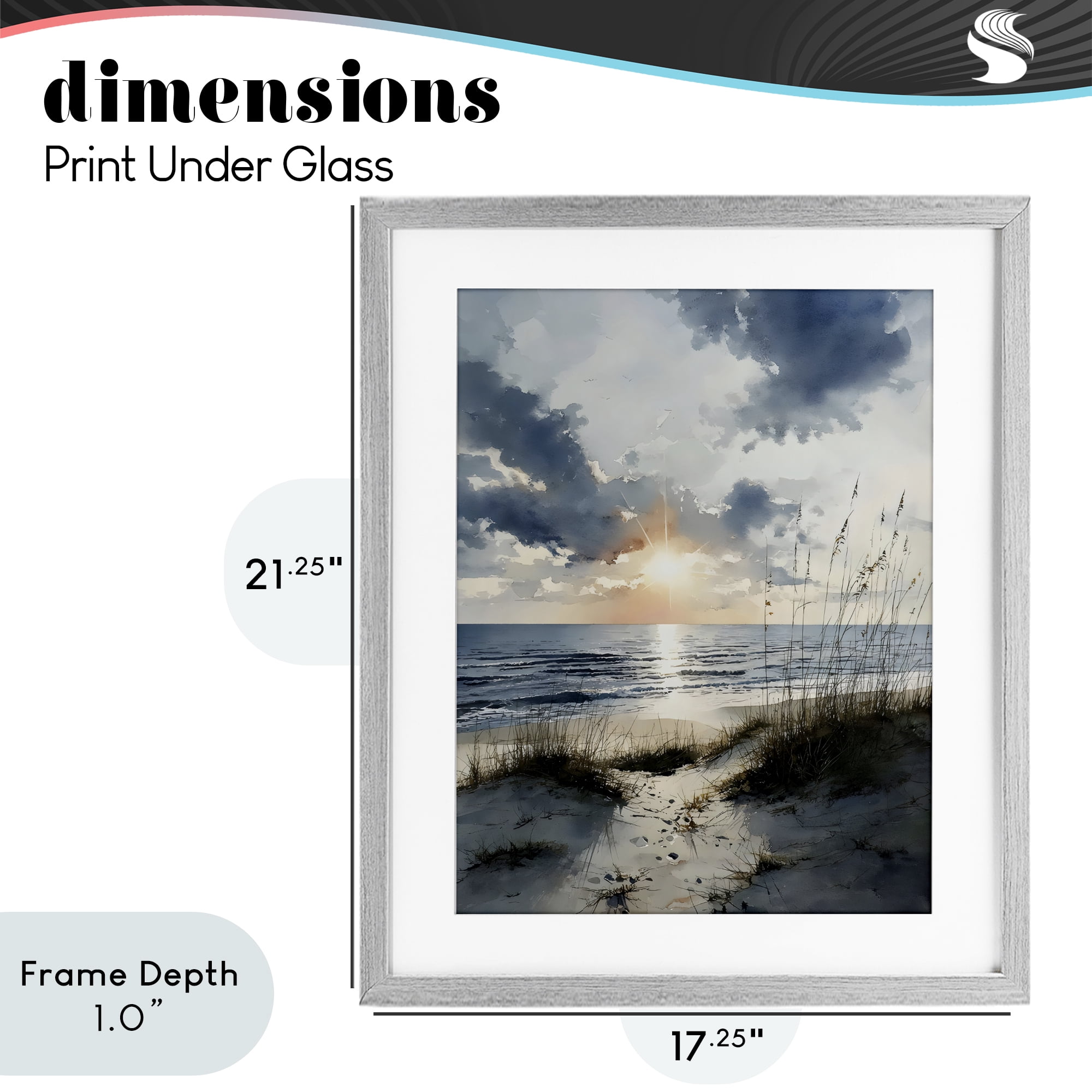 Stupell Industries Ocean Sunrise over Sandy Dunes Gray Framed Print Under Glass, design by Franklyn Gregory