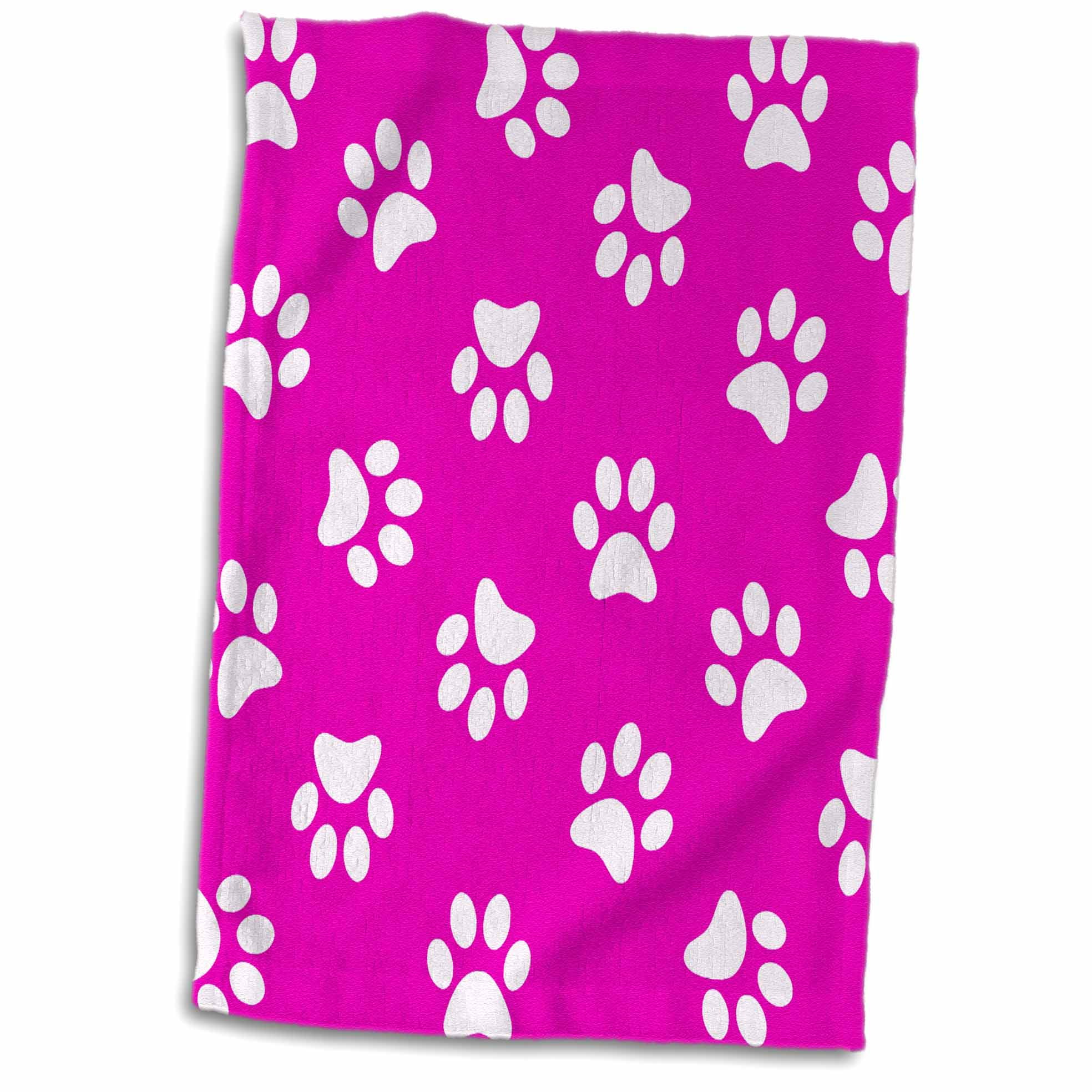 3dRose Hot pink and white Paw print pattern - girly pawprints cute ...