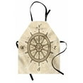 thumbnail image 1 of Ships Wheel Apron Retro Ship Wheel Antique Sailboat Navigation Tool Monochromic Nostalgic Print, Unisex Kitchen Bib Apron with Adjustable Neck for Cooking Baking Gardening, Beige Brown, by Ambesonne, 1 of 3