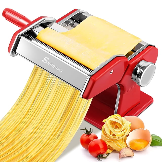 Máquina para hacer pasta Sailnovo 180 Roller 9 grosores roja