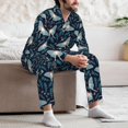 thumbnail image 7 of Naloa Glowing Butterfly Men’s Pajamas Set - Long Sleeve Button Down Sleep Shirt and Pajama Bottoms Sleepwear Set-X-Large, 7 of 7