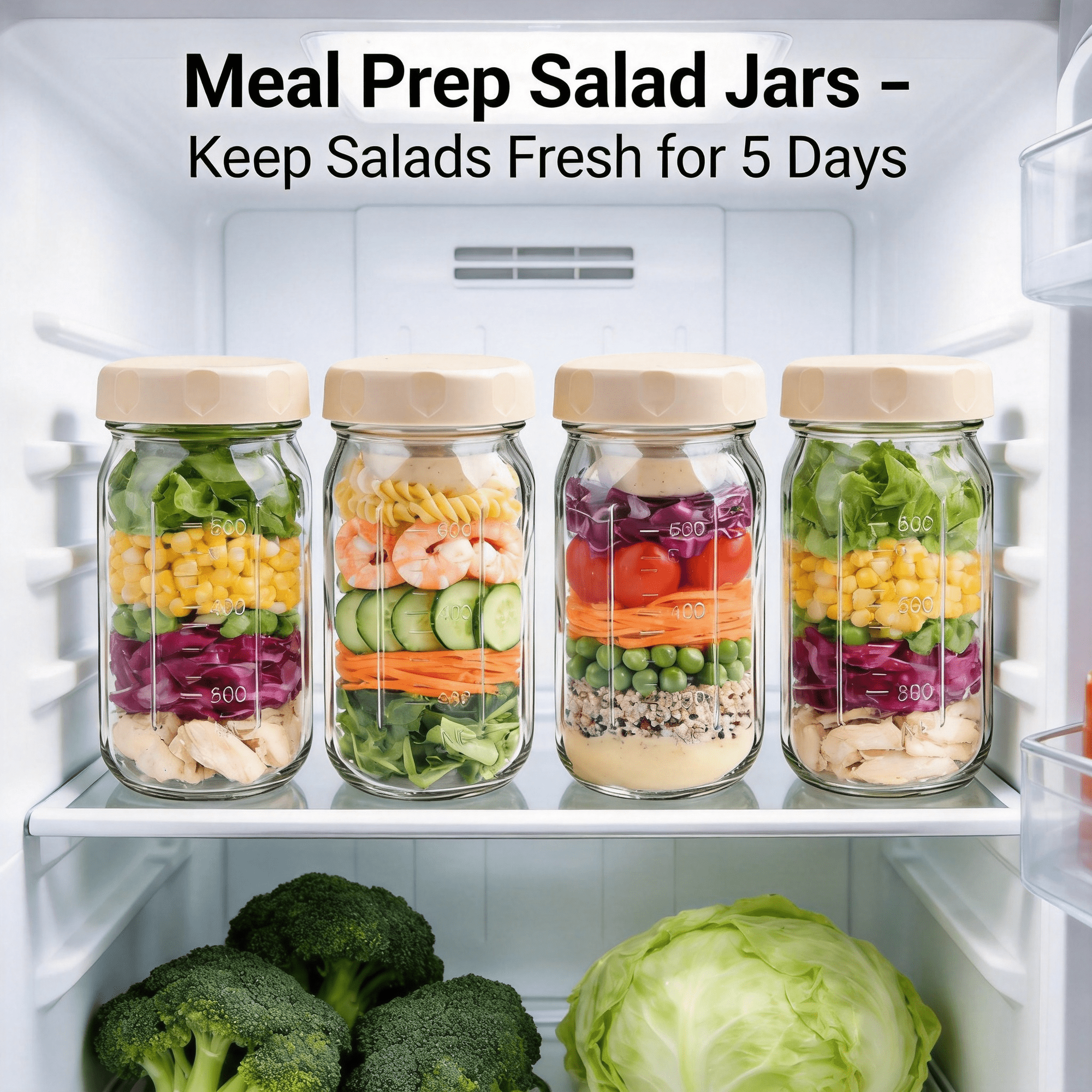 4-Pack Glass Salad Jars with Airtight Lids for Meal Preparation - 32 oz Leakproof Containers Featuring Dual Integrated Compartments for Wet/Dry Separation, Designed for Leak-Resistant Lunch Storage