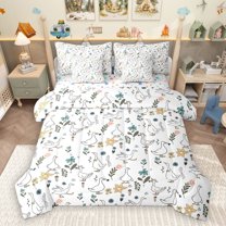 Homewish Rustic Farm Duck 7-Piece Twin Bedding Sets,Country Flower Floral Bedding Comforter Set,Farmhouse Theme Sheet Sets For Boys Kids,Super Cozy Room Decor Reversible