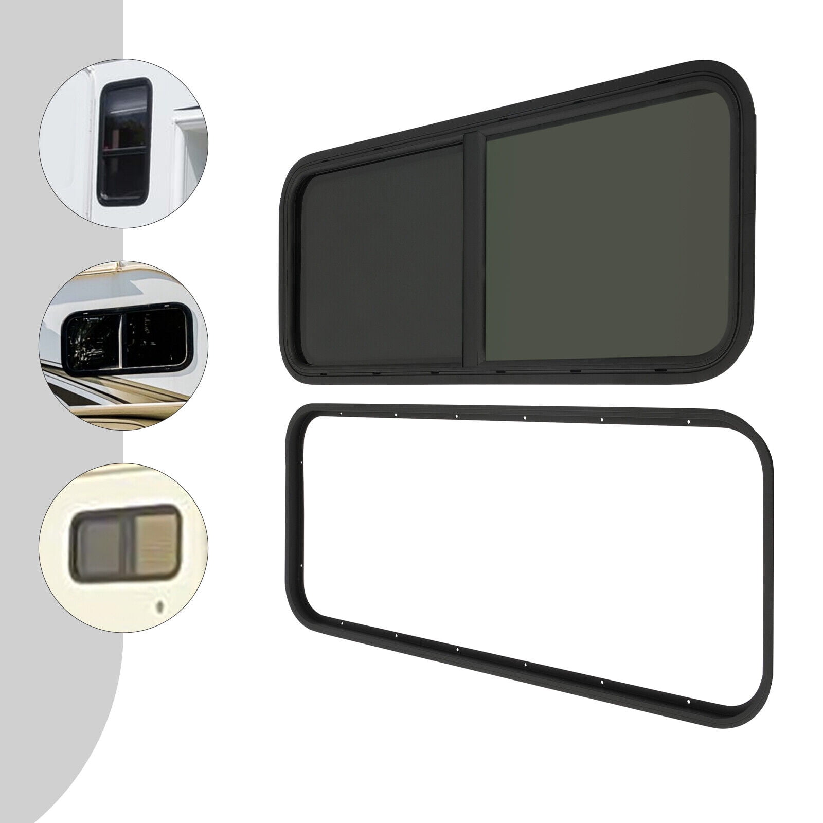 Black RV Window Teardrop Horizontal Sliding RV Exit Window Replacement