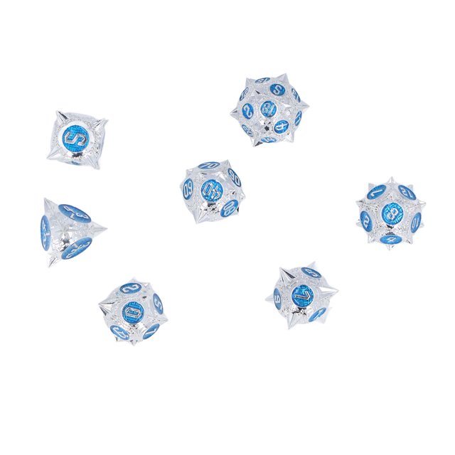 Juego de dados portátil exquisito 7 piezas dados de aleación metálica de larga duración número transparente poliédrico desplazamiento equilibrado para juegos de rol ANGGREK Otros