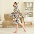 thumbnail image 2 of FORMRS Niños Bathrobe Unisex Hooded Robe Soft Plush Pajamas Sleepwear, Size 2-3T, Black Flowers Pattern, 2 of 7