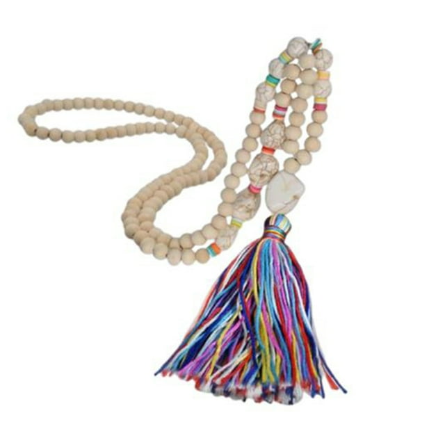 Qarigey Mujeres Hombres Collar Borla Cuenta Suéter Decorativo Colgante Elegante Cuello Joyería Con Cuentas Vestir Ropa Decoración Accesorios de disfraces Vistoso