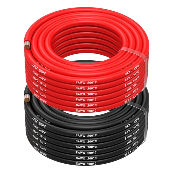 MMOBIEL 8 AWG Silicone Wire 2 x 32.8ft 600V Red Black