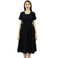 thumbnail image 1 of Bimba Robe Droite en Lin à Manches Courtes pour Femmes avec Ceinture Robes Décontractées, 1 of 9