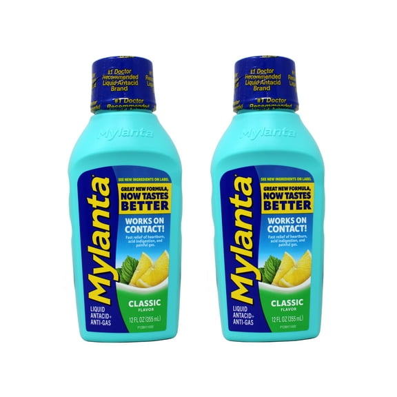 MYLANTA Maximum Strength Liquid Antacid   Anti-Gas, Classic Flavor 12 oz (Pack of 2)