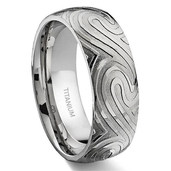 Titanium Kay 7 Degree Ocean Swirls Pattern Titanium Comfort Fit Wedding Band Ring Sz 7.5