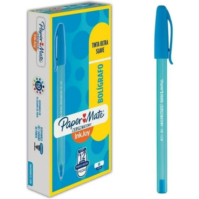 Bolígrafo Kilométrico Paper Mate Turquesa Punto Medio 12 Piezas LA3566 Unisex