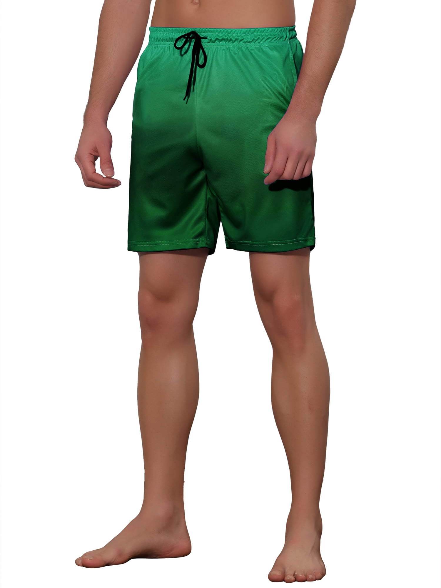 Unique Bargains Men's Contrasting Colors Patterned Beach Swimming Board Shorts 32 Green