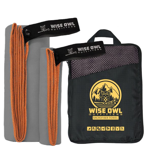 Wise Owl Outfitters camping Towel Ultra Soft compact Quick Dry Microfiber - great for Fitness, Hiking, Yoga, Travel, Sports, Backpacking & The gym - Free Bonus Hand Towel 30x60 gY
