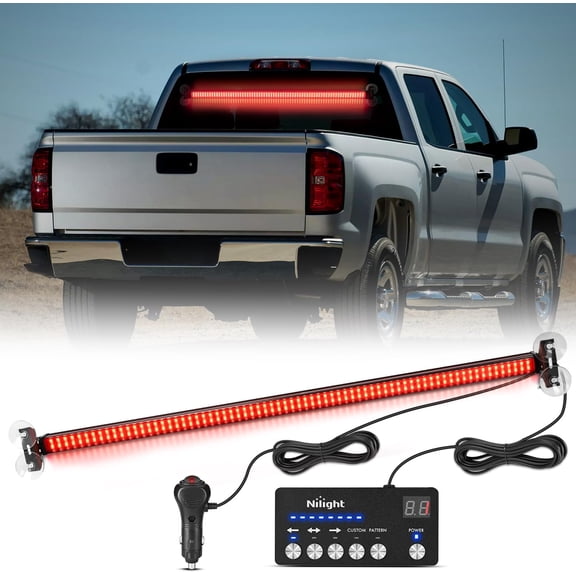 Nilight 144LED Traffic Advisor Strobe Light Bar with Controller Red Warning Lights Hazard Interior Front/Rear Windshield Flashing for Cars Plow Trucks