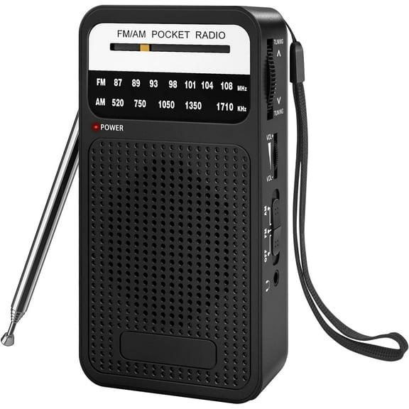 Emlimny Pocket Radio AM FM with Long Range Reception Battery Operated Portable AM/FM Radio Transistor Radio w/ Loud Speaker & Headphone Jack for Indoor, Outdoor, Camping Use(2AA Battery)