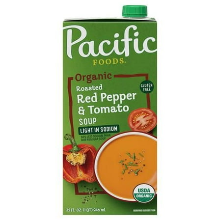 Pacific Foods Organic Low Sodium Red Pepper And Tomato Soup, 32 Fz - Pack of 2