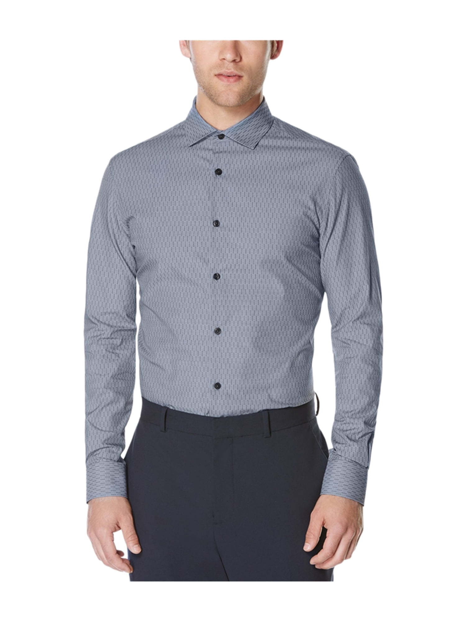 Perry Ellis Mens Striped Collar Button Up Shirt