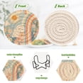 thumbnail image 4 of Yayeee 6 PCS Drink Coasters with Holder Set Woven Absorbent Round Tabletop Hot Pad, Beige Rainbow Clouds, 4 of 7