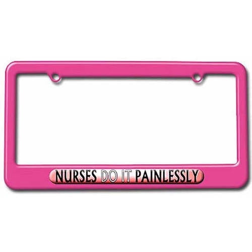 RN Registered Nurse License Plate Frame - White With Red Letters, Front Placement