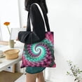 thumbnail image 6 of DouZhe Reusable Grocery Bags, Fractal Red Magenta Spiral Lightweight Polyester Canvas Cloth Tote Bag for Travle Gym Shopping School, 15" x 16", 6 of 7