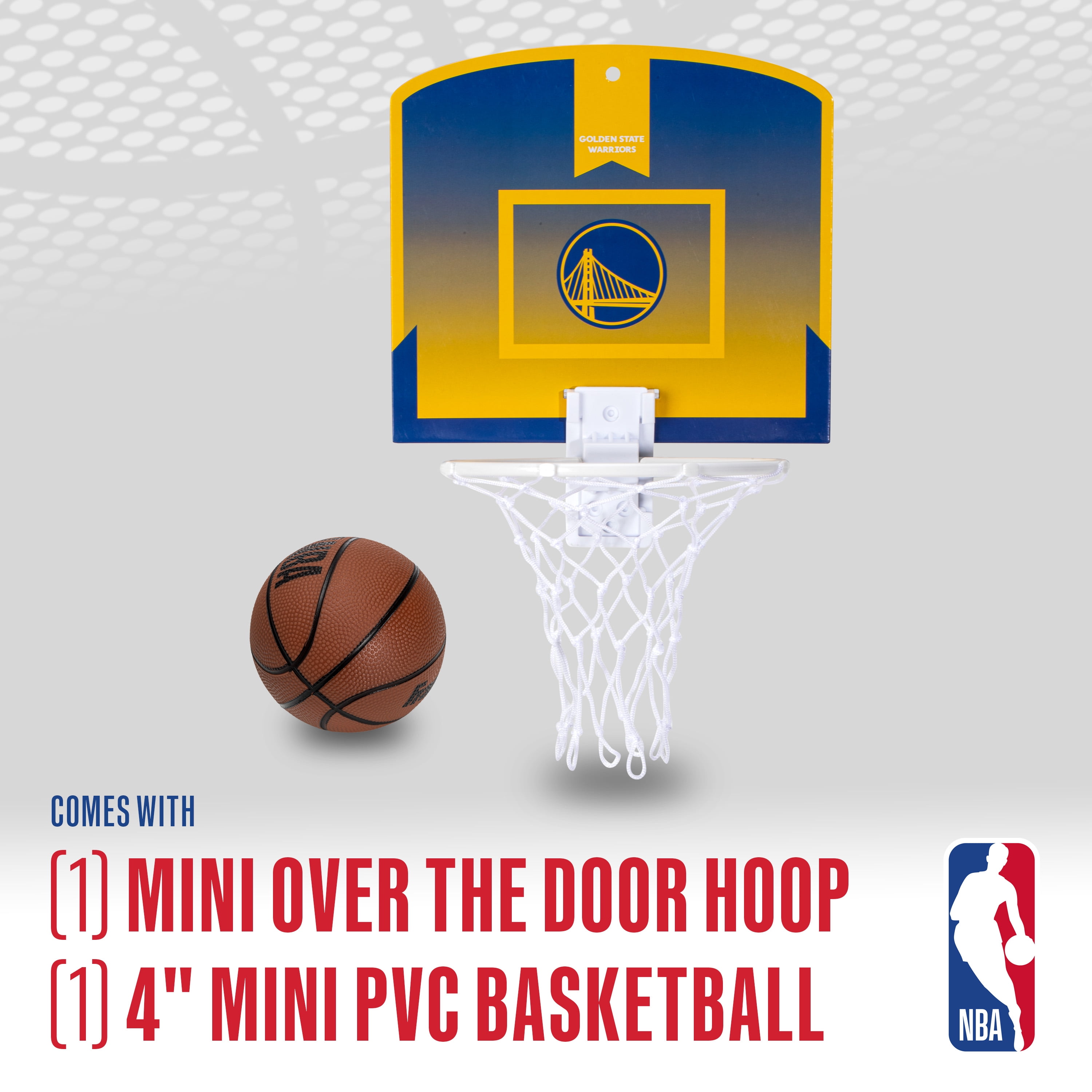 Franklin Sports NBA Golden State Warriors Mini Over the Door Basketball Hoop - Kids Indoor Mini Basketball Hoop + Basketball - NBA Fan Shop Mini Hoop for Bedroom + Office - Over the Door Mini Hoop Set