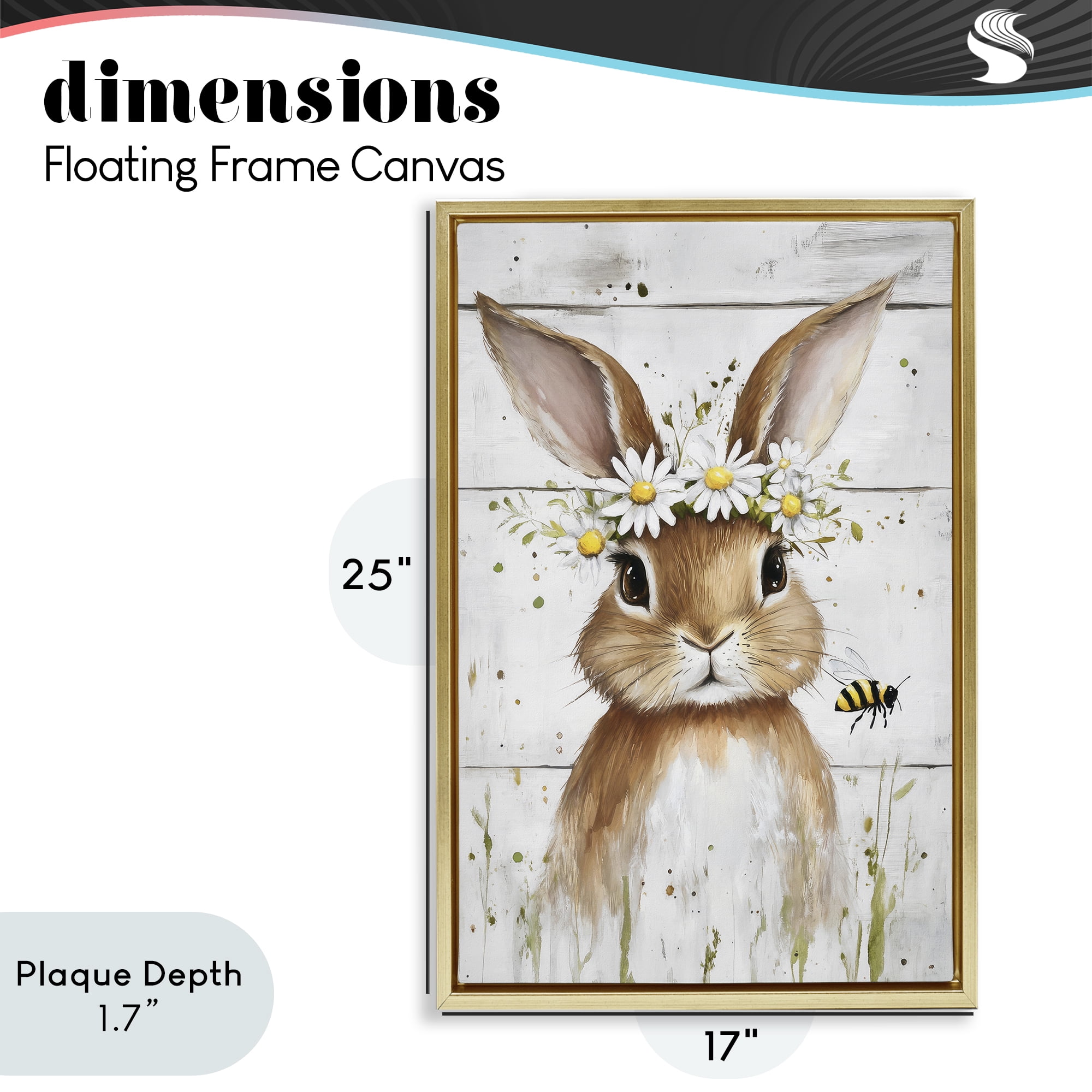 Stupell Industries The Bunny & The Bee Gold Framed Floater Canvas Wall Art, design by Tina LeCour