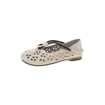 

Tenmix Womens Flats Slip On Casual Shoes Non-Slip Loafers Comfort Walking Shoe Party Thong-Strap Lightweight Beige 4.5