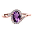 thumbnail image 2 of MauliJewels Engagement Rings for Women 1.00 Carat Oval Shape Amethyst & Round White Diamond Gemstone Ring Prong-Setting 14K Rose Gold, 2 of 4