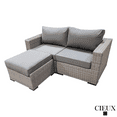 thumbnail image 3 of CIEUX Riviera Outdoor Patio Wicker Small Sectional Sofa in Grey with Sunbrella Canvas Charcoal Cushions, 3 of 11
