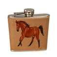 thumbnail image 1 of KuzmarK 6 oz. Leather Pocket Hip Liquor Flask - Abstract Bay Warmblood Horse Equine Art by Denise Every, 1 of 1