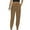 Brown, variant on WREESH Womens Cotton Linen Pants Color and Drawstring Elastic Waist Long Straight Pants Wine