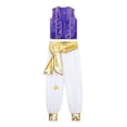 thumbnail image 3 of YEAHDOR Kids Boys Halloween Arabian Prince Cosplay Costume Outfit Carnival Theme Party Dress Up Vest with Pants Belt Set Dark Purple-A 14, 3 of 7