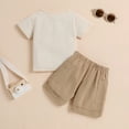thumbnail image 4 of Baby Boy Outfits Toddler Short Sleeve Summer Gentleman Solid Color Tops Beach Holiday T Shirt and Shorts Casual Outfits Size 6-12 M, 4 of 6