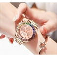 thumbnail image 4 of Women Colorful Diamond Watches Chronograph Rotatable Bezel Mineral Glass Luminous Watch Stainless Steel Waterproof Date Analog Quartz Watch Fashion Business Dress Wristwatch, 4 of 13