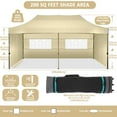 thumbnail image 4 of COBIZI 10x20 Pop Up Canopy with 6 Sidewall,Heavy Duty Canopy UPF 50+ All Season Wind Waterproof Commercial Outdoor Wedding Party Tents for Parties Canopy Gazebo with Roller Bag(10 x 20 ft Khaki), 4 of 12